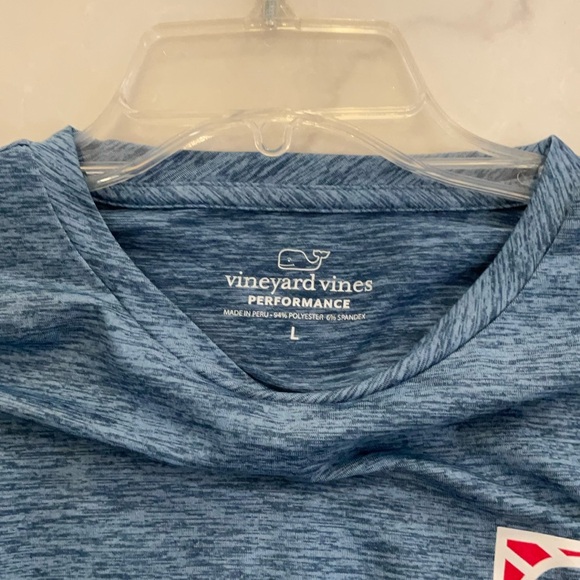 Men’s Vineyard Vines Performance Heathered Blue Crew - Picture 2 of 3
